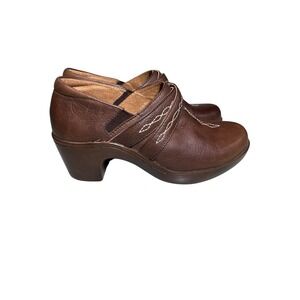 Ariat Women's Clogs Brown Leather Cross‎ Strap Stitching Casual Comfort Size 6.5